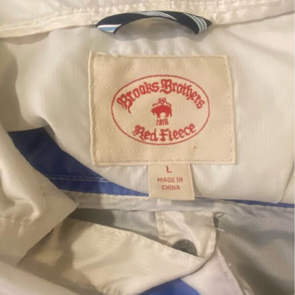 Brooks Brothers Size Large Blue Pullover Hooded Packable Windbreaker Jacket - Picture 8 of 8